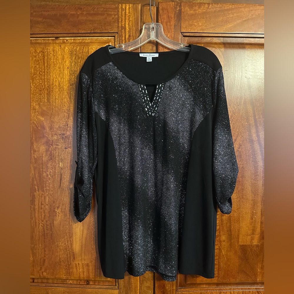 Studio Works Black Glitter Blouse